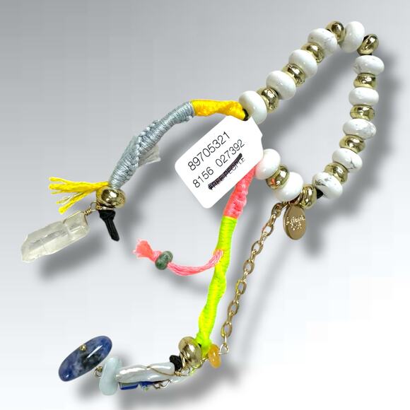 Free People Ariana Ost Dripping In Sun Hair Tie in White Multi NWT Bracelet Boho - Picture 4 of 12